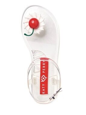 Katy Perry Sz 11 The Geli Cherry Whip Clear Jelly Flat Sandals